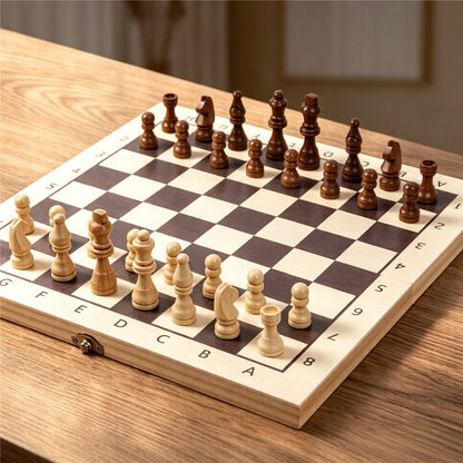 Solid Wood Chess Set | Maple & Sapele, 40cm Family Board