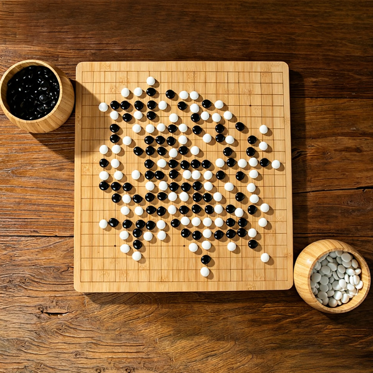 Wooden Go Set (Weiqi) & Gomoku Set – 19x19 Solid Wood Board